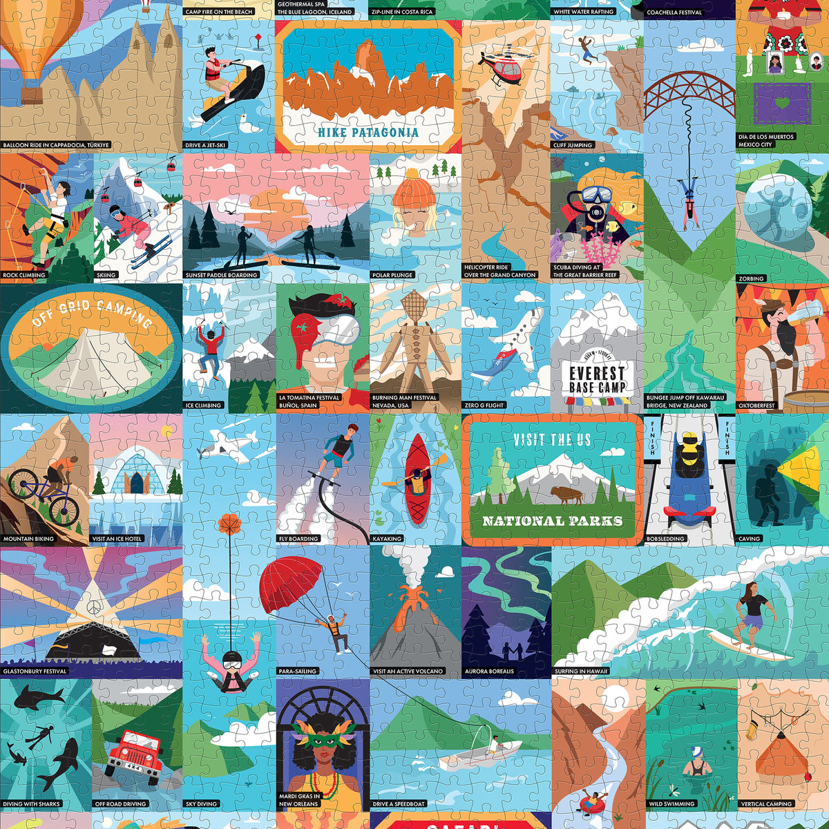50 Thrilling Experiences for Adventure Seekers 1000-piece Bucket