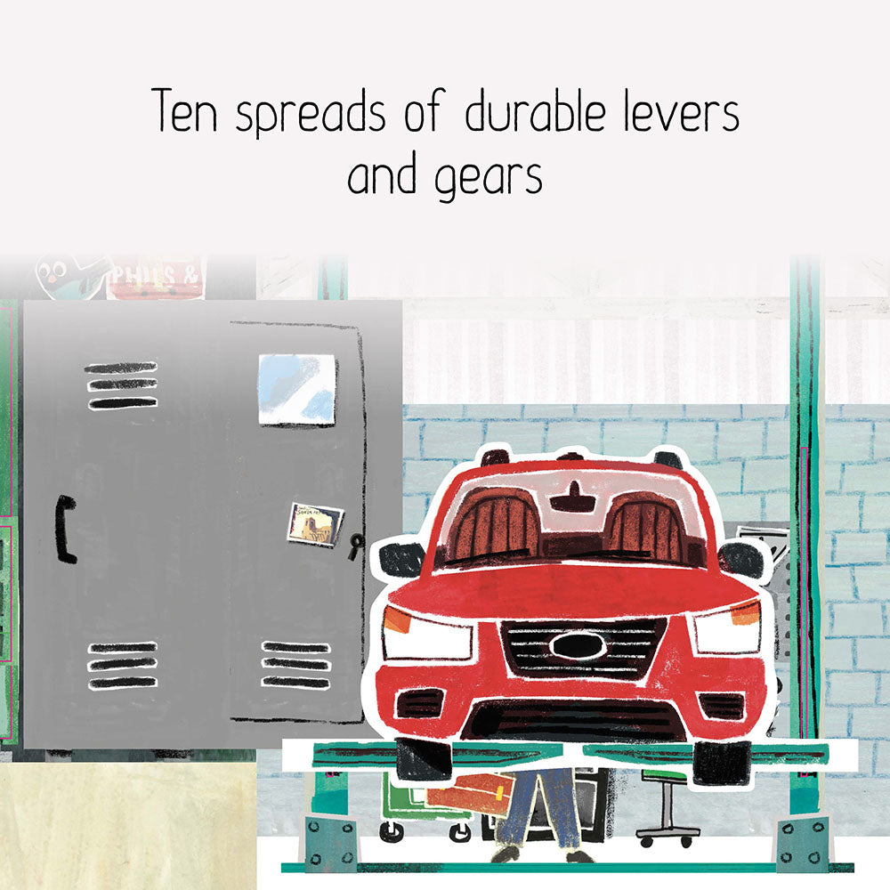 Ten spreads of durable levers and gears