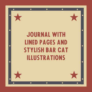 Journal with lined pages and stylish bar cat illustrations