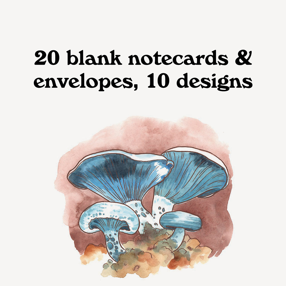 Verdigris Mushrooms- Pack of Custom Note Cards