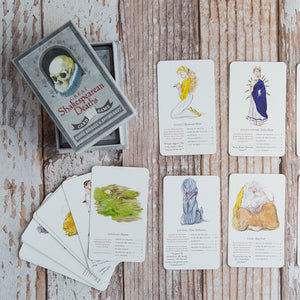 Great Shakespearean Deaths Card Game and arrayed cards
