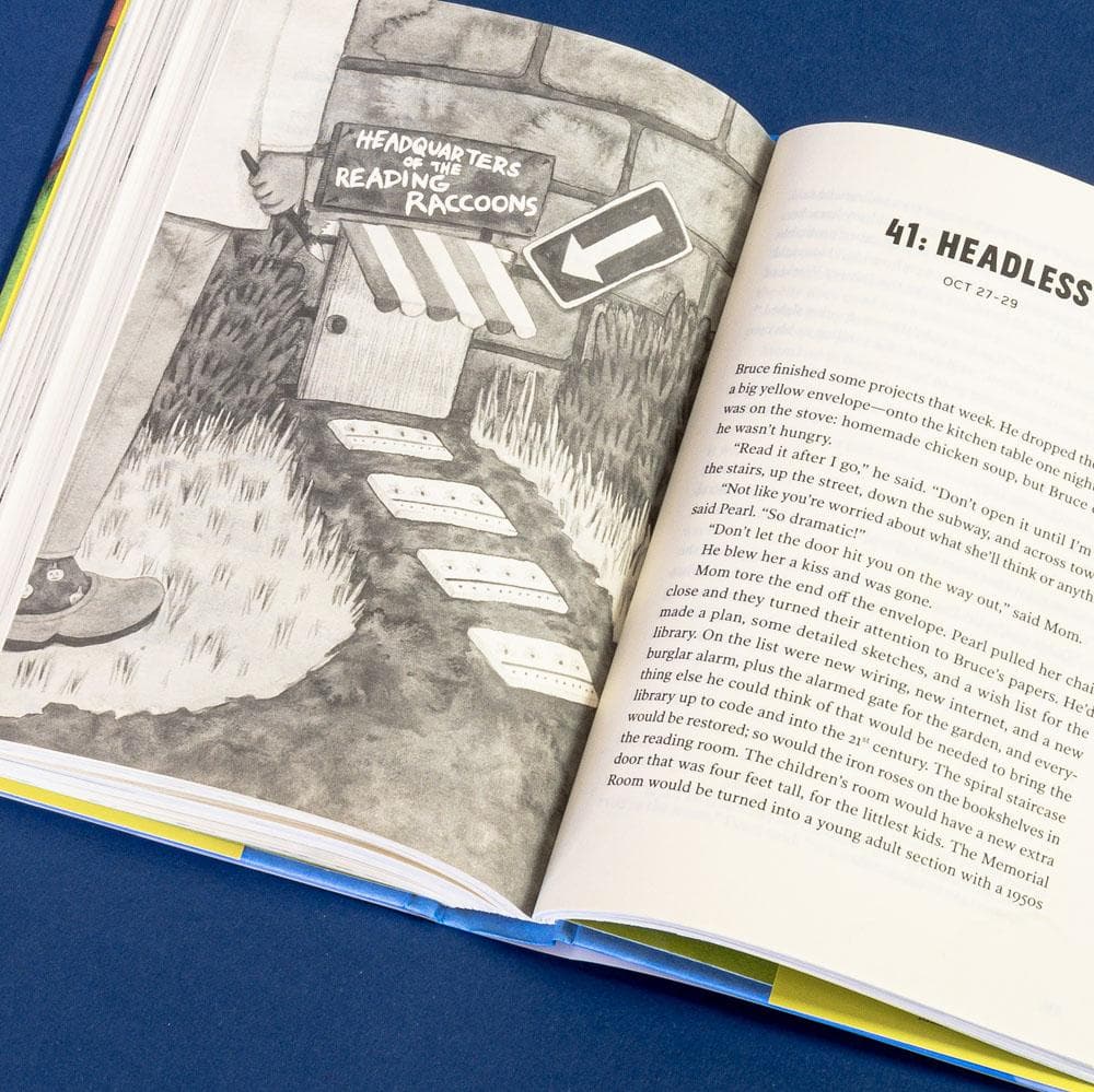 Illustrations from the middle-grade novel A Girl, a Raccoon, and the Midnight Moon, By Karen Romano Young, Illustrated by  Jessixa Bagley 