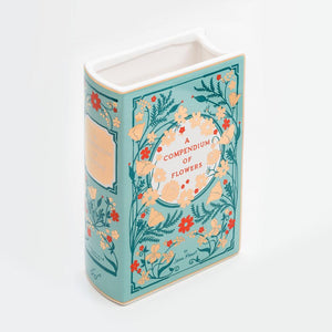Bibliophile Ceramic Vase: A Compendium of Flowers front view
