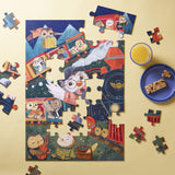 Piece It Together Family Puzzle: Owl Aboard! 60 piece jigsaw puzzle with puzzle partly assembled