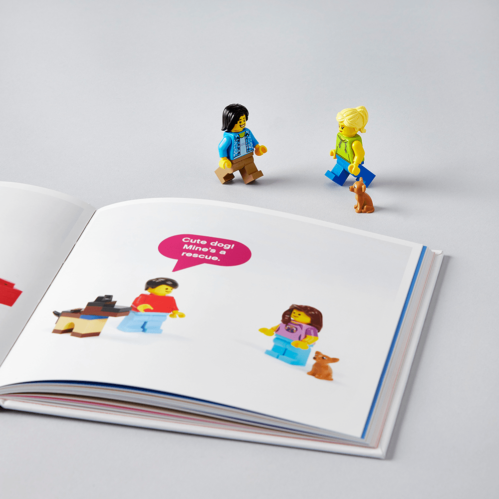 LEGO Small Parts book with minifigures and open pages