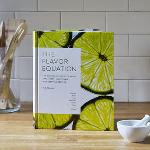 The Flavor Equation cover with kitchen utensils