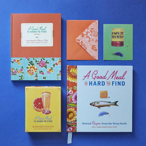 A Good Meal Is Hard book with matching notecards and journal