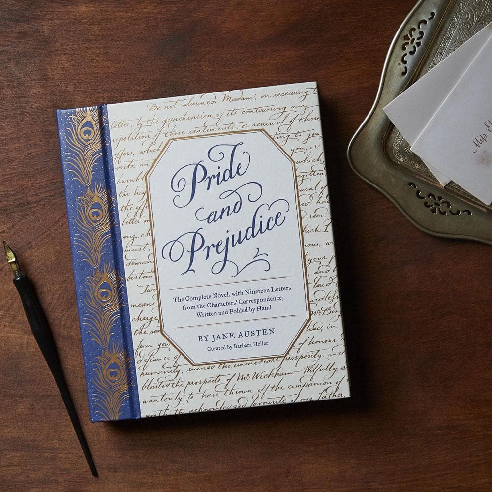 Pride and Prejudice with letter tray and nib pen