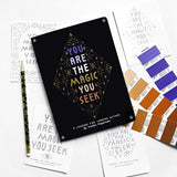 You Are the Magic You Seek with pencil, paint swatches and journal pages