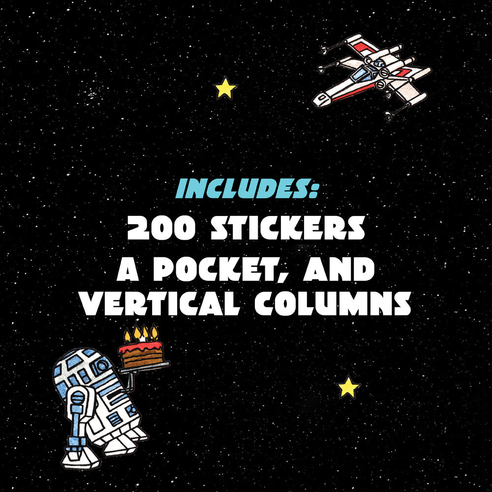 Includes: 200 stickers, a pocket and vertical columns