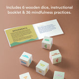 Includes 6 wooden dice, instructional booklet and 36 mindfulness practices. 