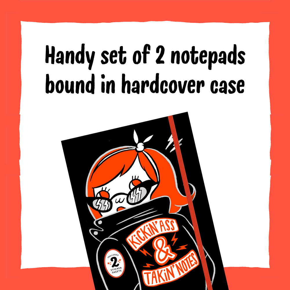 Handy set of 2 notepads bound in a hardcover case