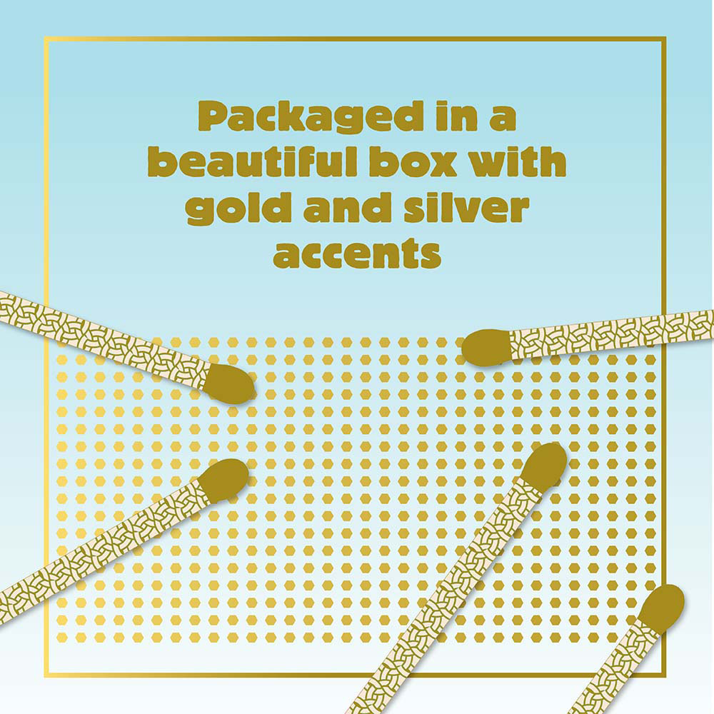 Packages in a beautiful box with gold and silver accents