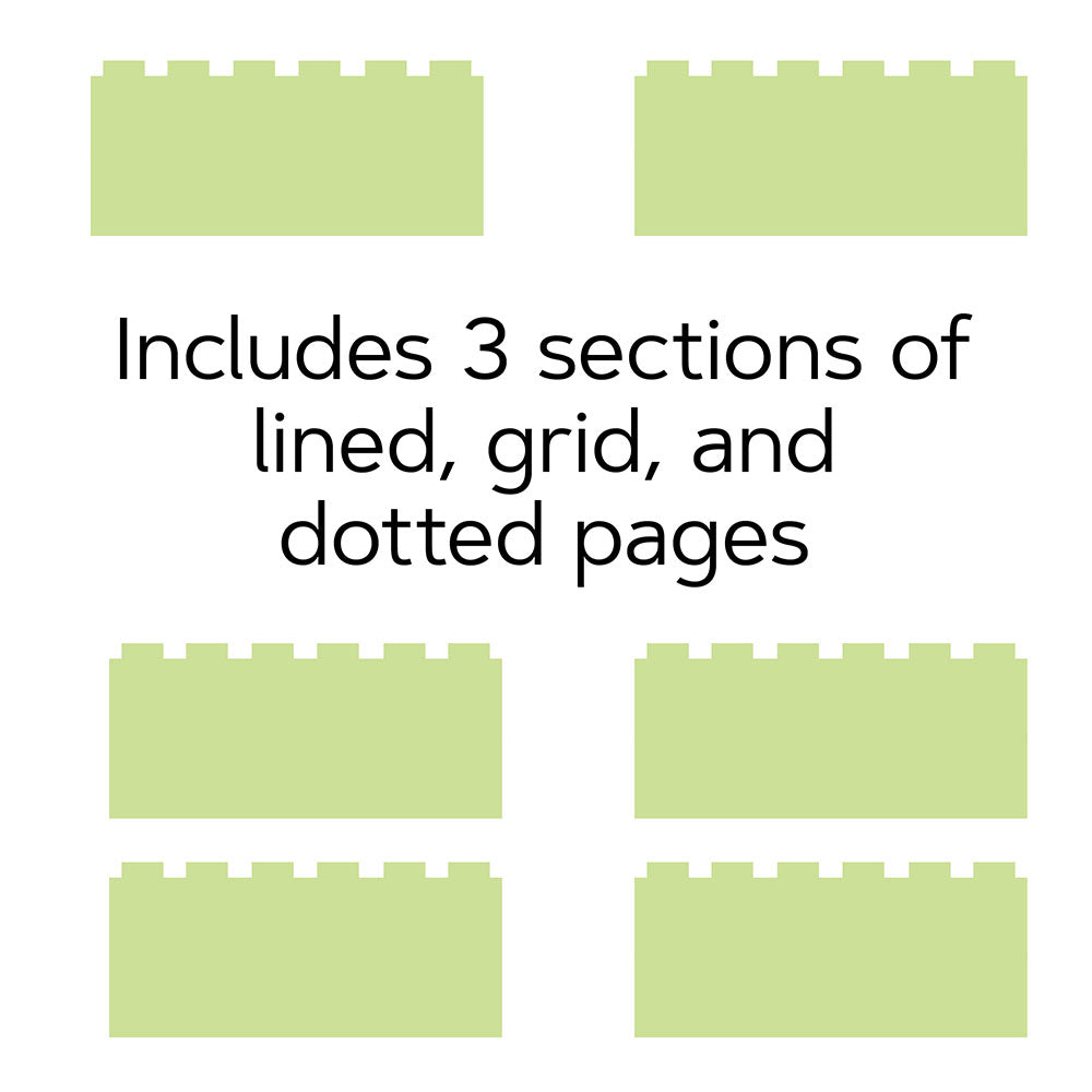Includes 3 sections of lined, grid and dotted pages