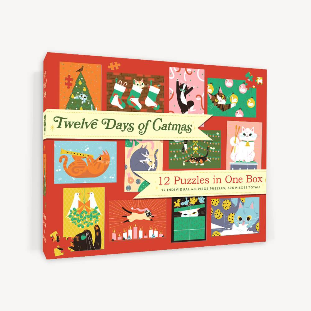 12 Puzzles in One Box: Twelve Days of Catmas – Chronicle Books
