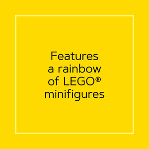 Features a Rainbow of LEGO minifigures