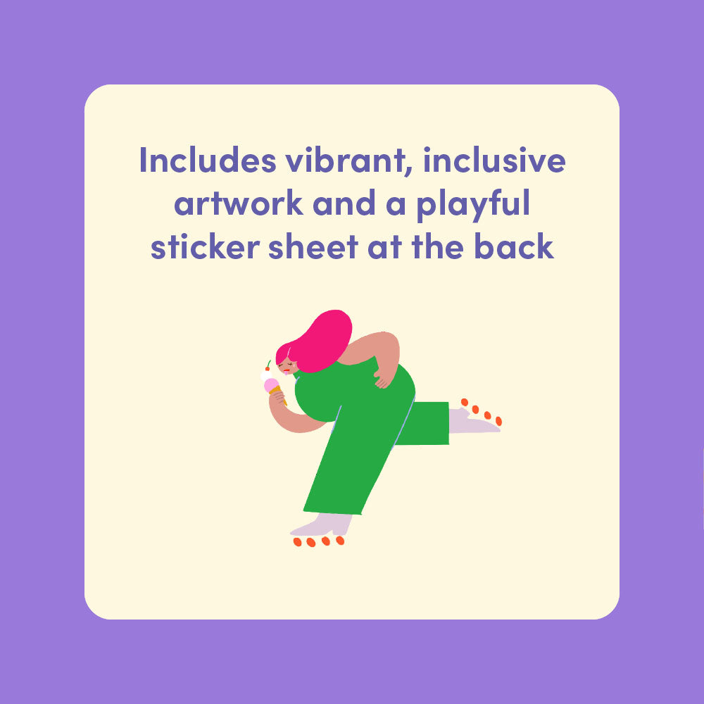 Includes vibrant, inclusive artwork and a playful sticker sheet at the back